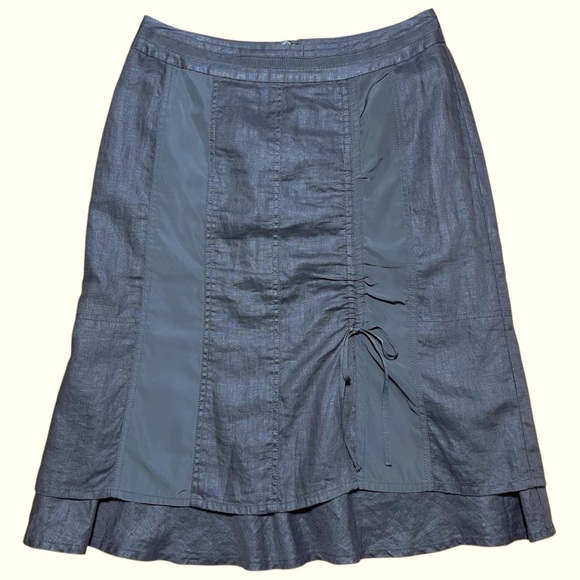 Bonita Linen Panel Ruched Tie Skirt In Gray Sz UK 38/ US 8 - Picture 1 of 13